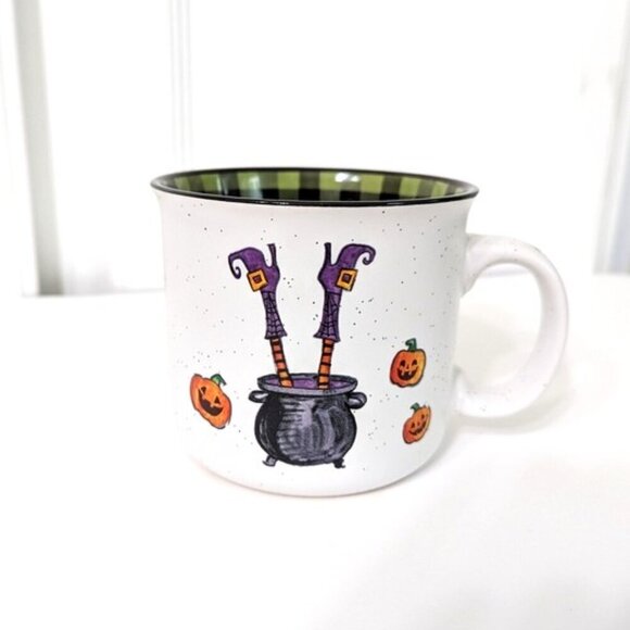 Cobwebs & Cauldron Bottoms Up Witches Large Stoneware Mug 16 oz - Picture 1 of 5